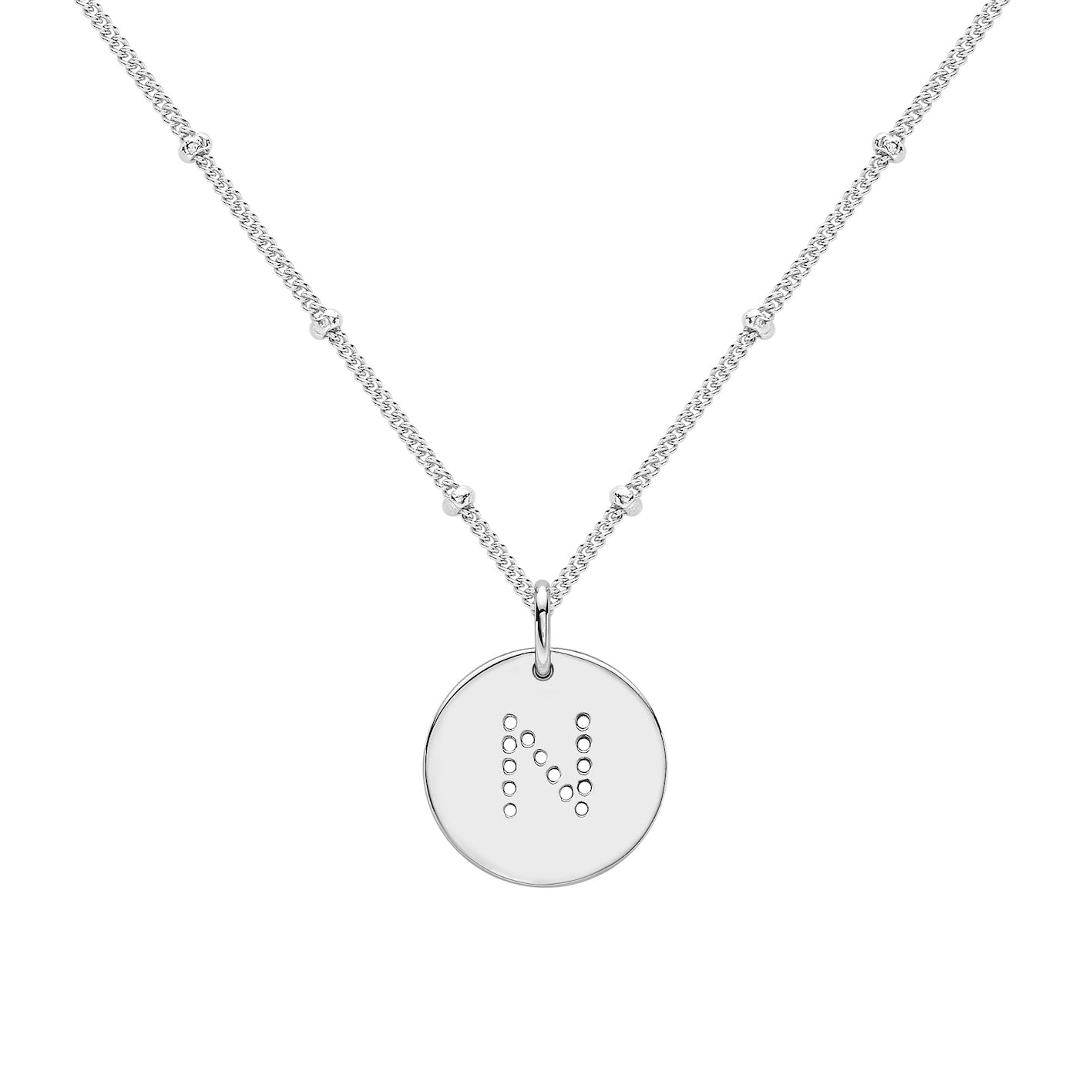 alphabet necklace with letter pendant in Sterling Silver