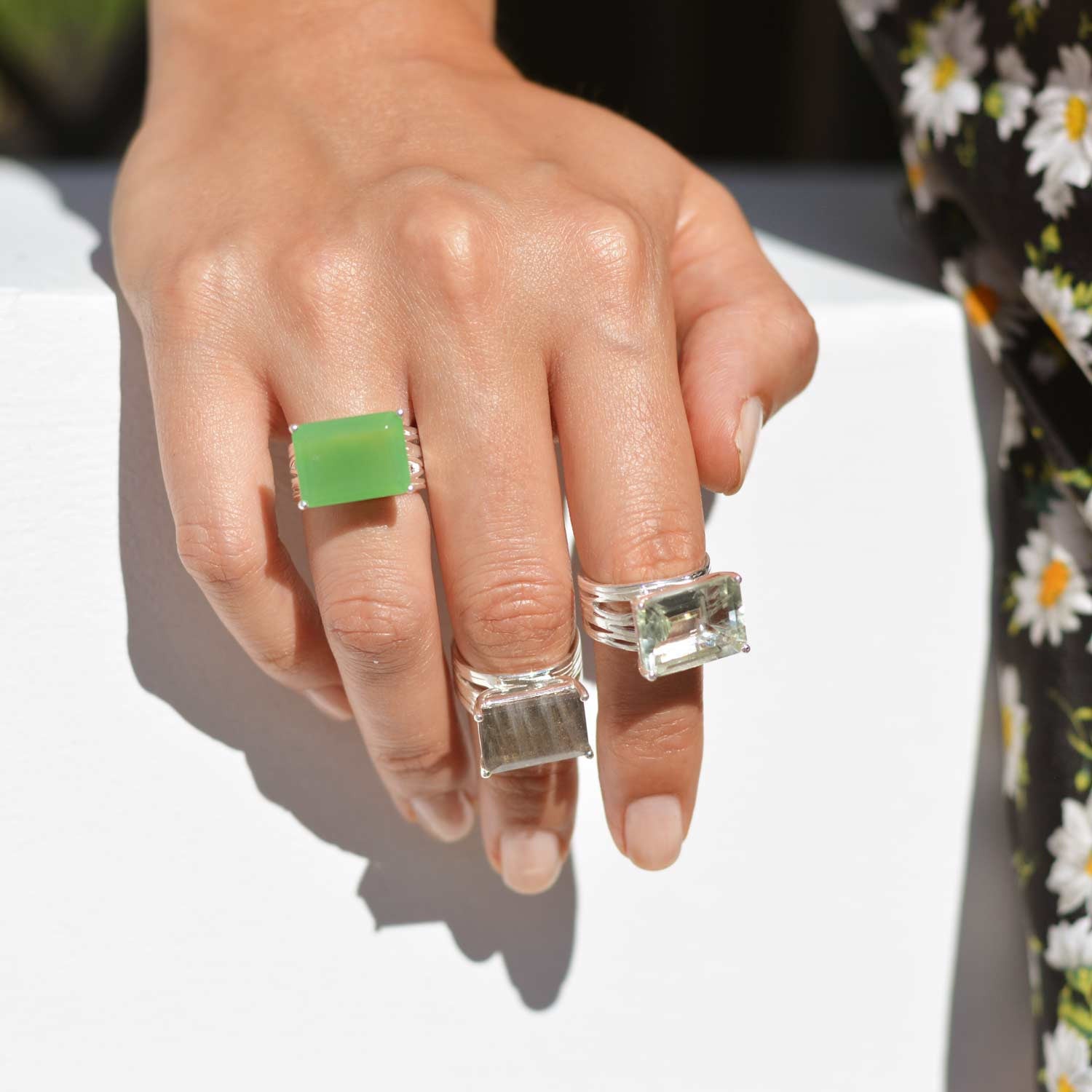 Sterling Silver gemstone Cocktail Rings, unique British design