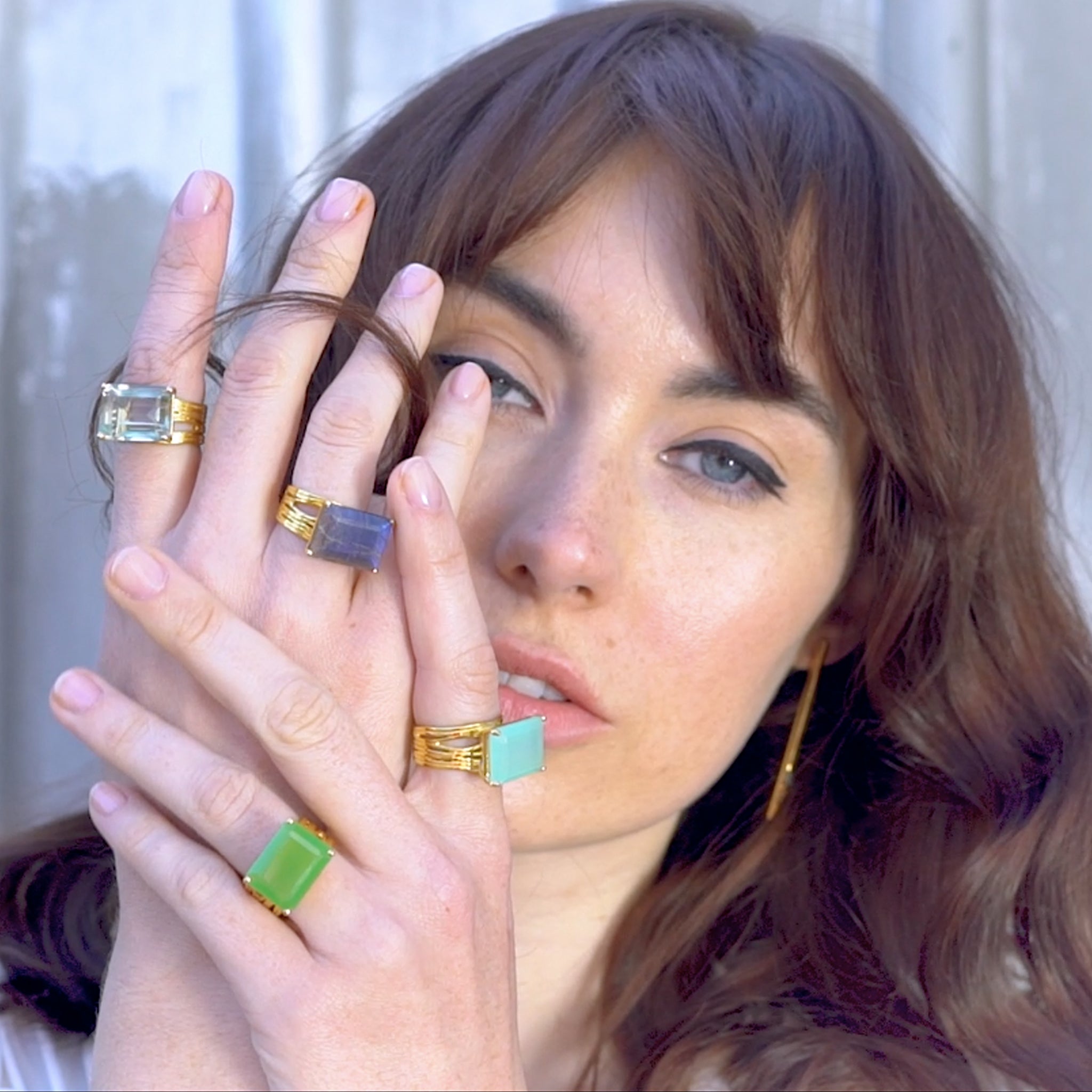 18ct Gold Vermeil Green Amethyst Gold Ring Green Amethyst Pietra Multiple Gemstone