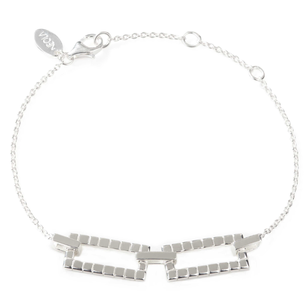 sterling silver. Laura bracelet. Fine British jewellery ethically handmade. Geometric.