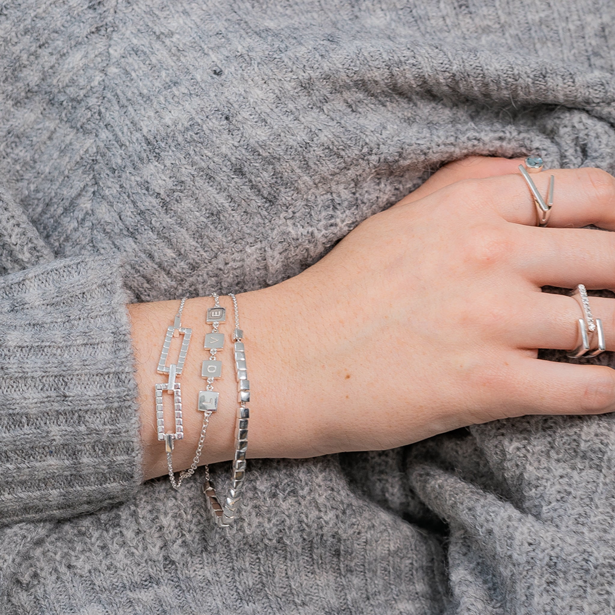 Sterling Silver Cube Laura Bracelet, Sterling Silver Bracelets