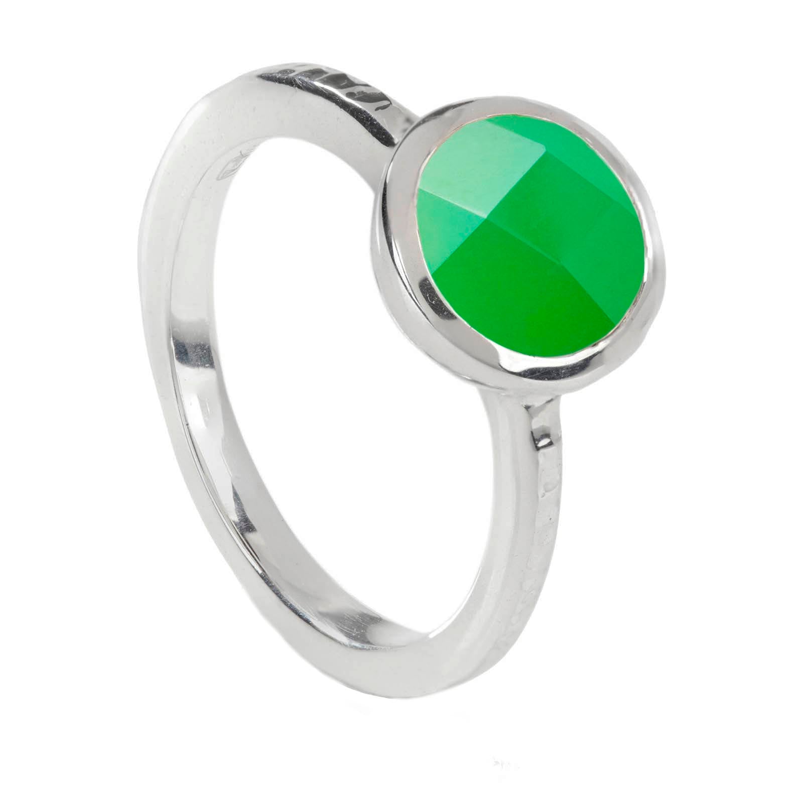 Silver Ring Chrysoprase Estella, Stacking Rings, Sterling Silver Rings