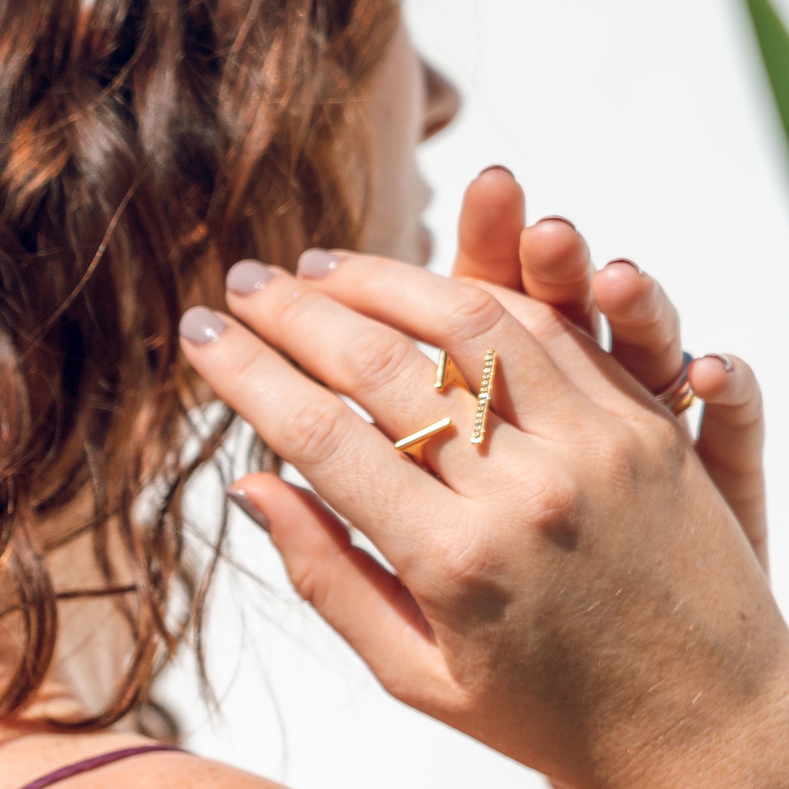 gold, ring, white topaz, gemstones, geometric, handmade, neola design