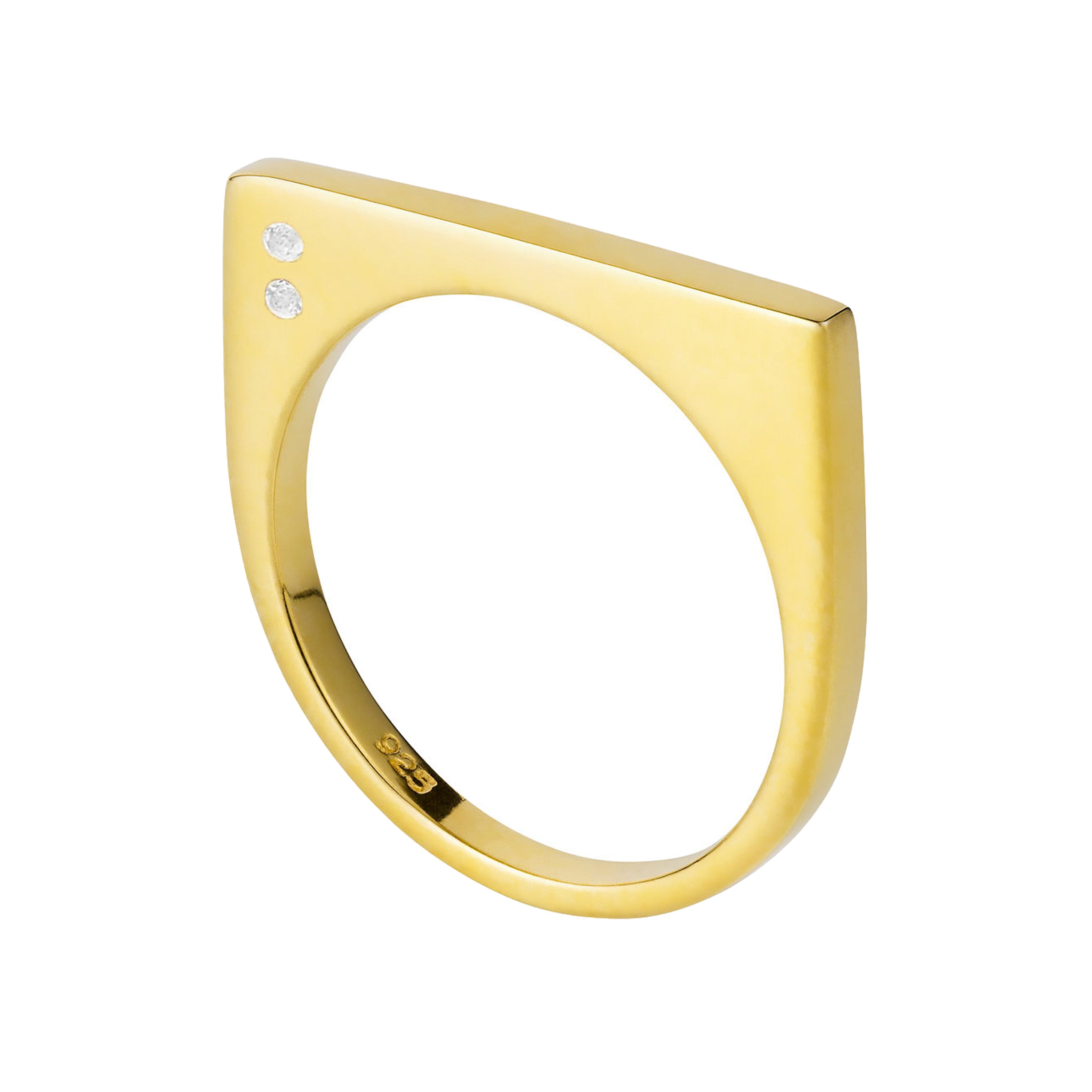 18ct Gold Vermeil White Topaz Gold Pave Ring Minerva