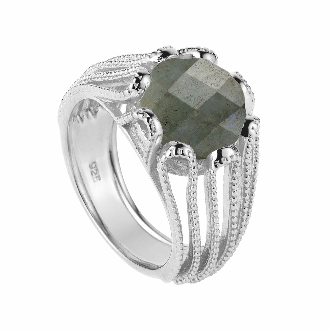 silver, ring, cocktail, labradorite, gemstone, neola design