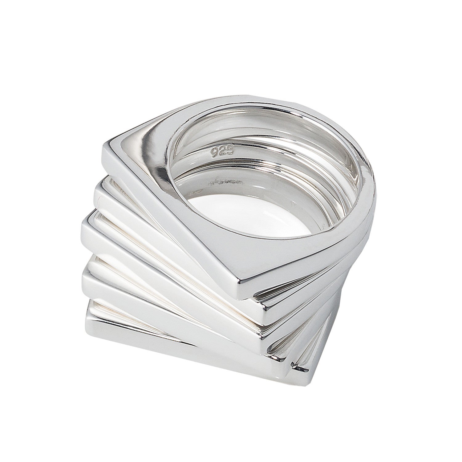 Sterling Silver Geometric Stacking Ring | Neola British Handmade Jewellery