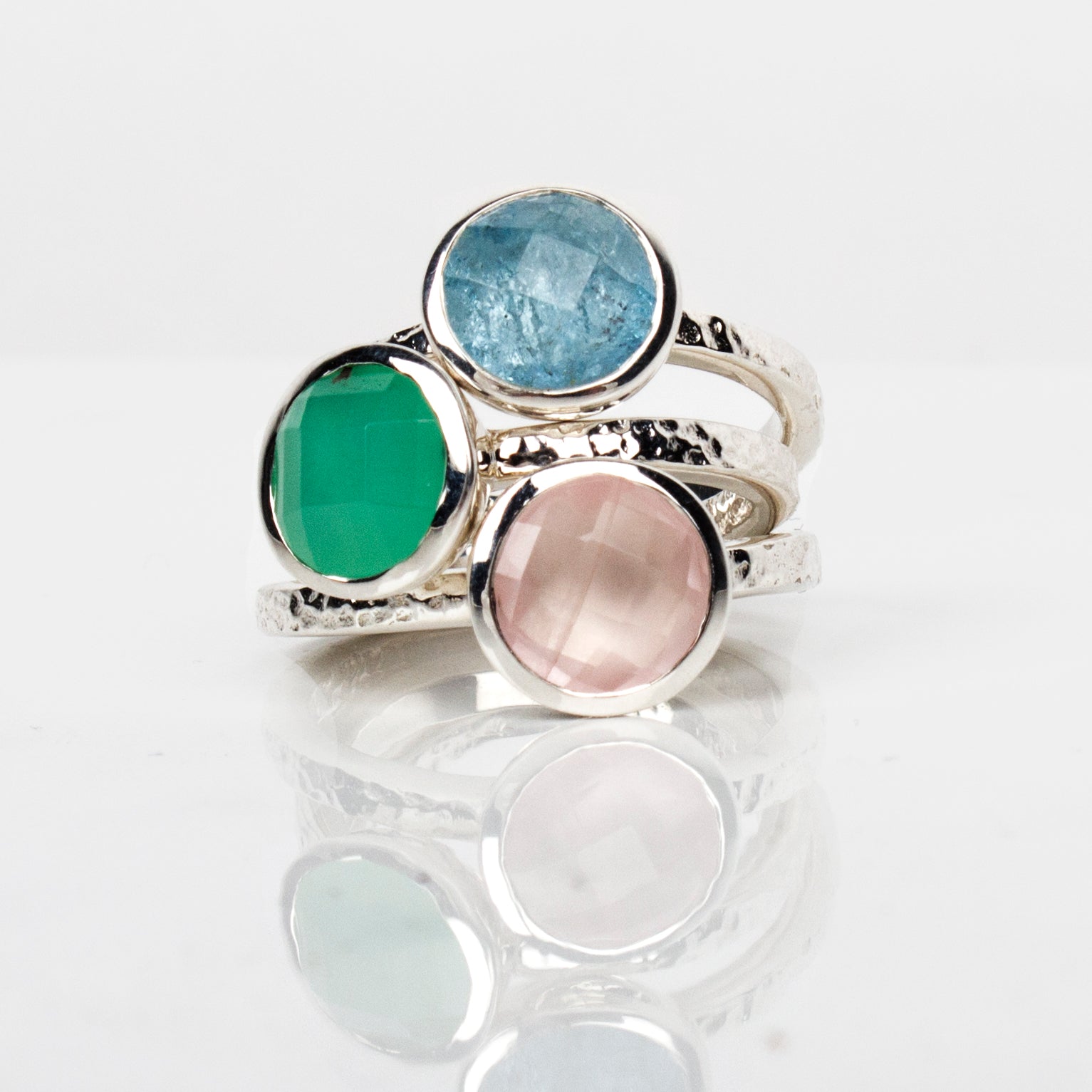 Silver Ring Aqua Estella, Stacking Rings, Sterling Silver Jewellery, Stacking Rings