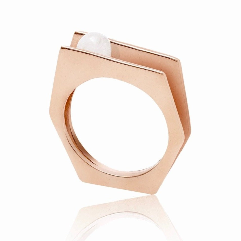 Rose Gold Vermeil White Pearl Rose Gold White Pearl Ring Alvaro