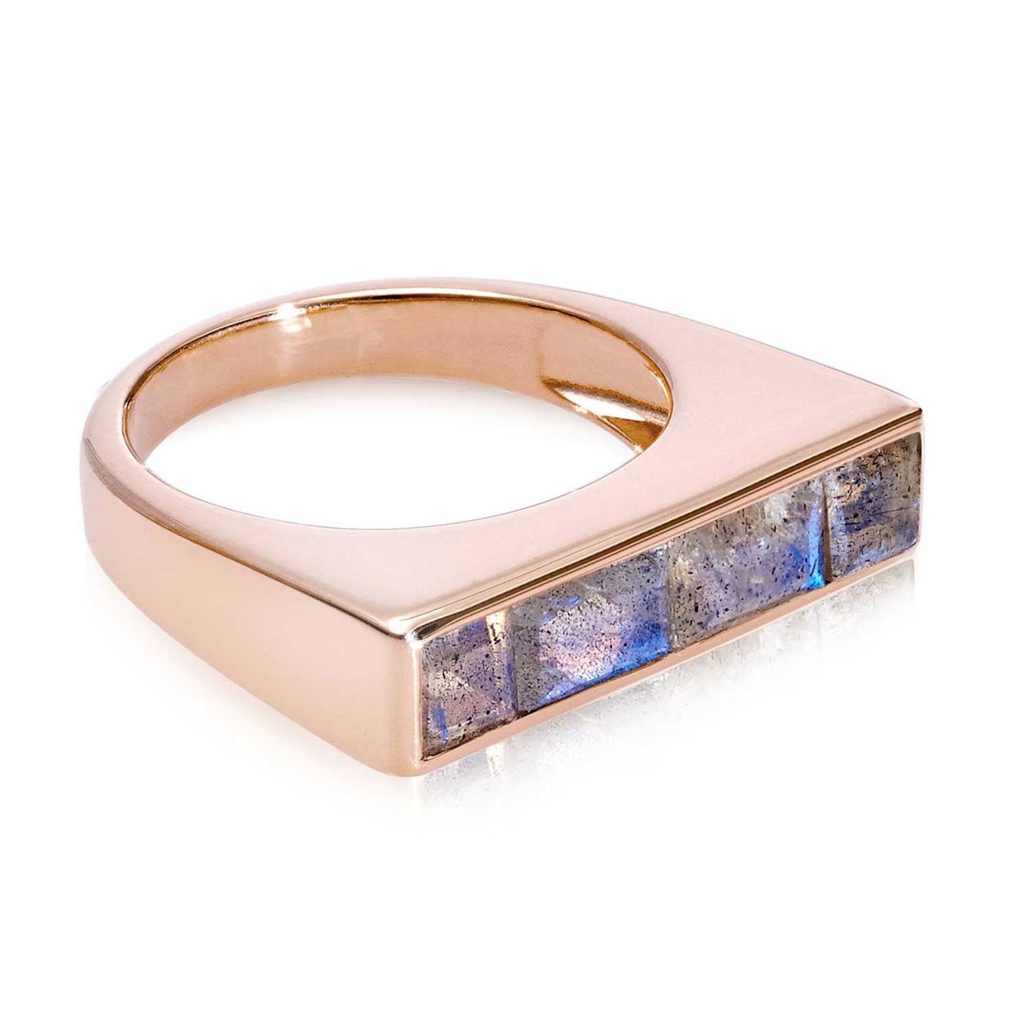 Equilibrium Rose Gold Stacking Ring with Labradorite