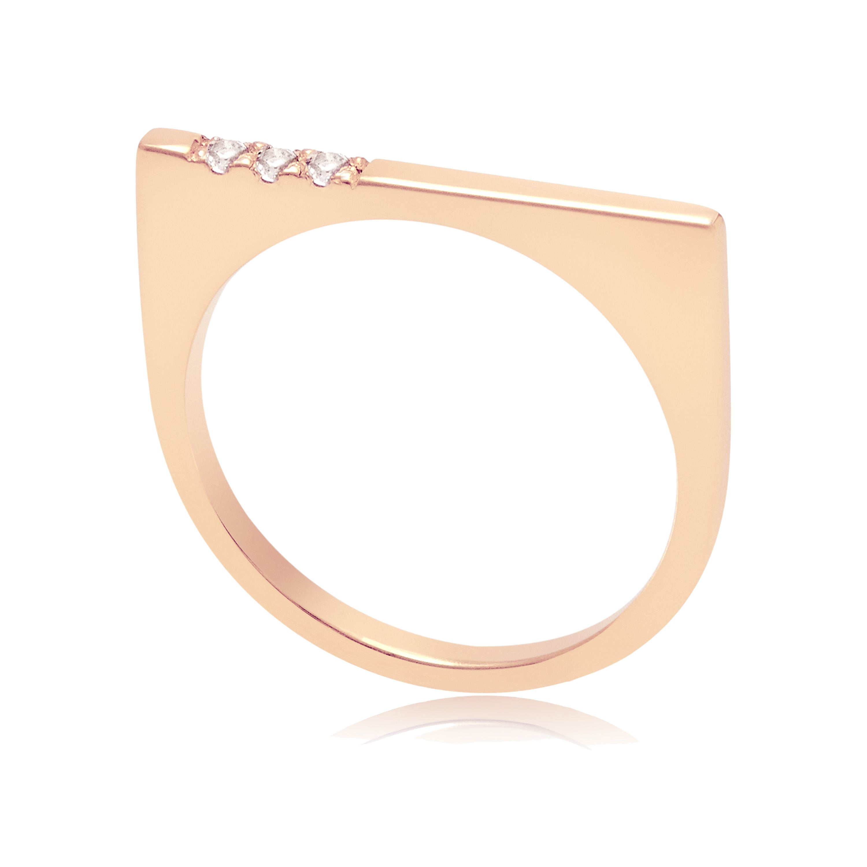 18ct Rose Gold Vermeil White Topaz Rose Gold Minerva Bar Stacking Ring
