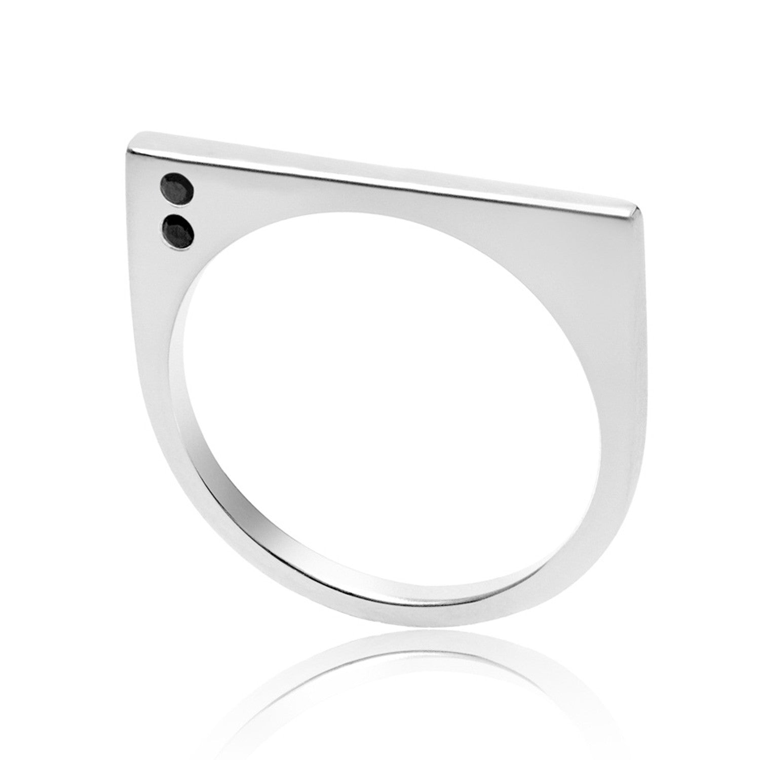 Minerva Sterling Silver Stacking Ring with Black Onyx