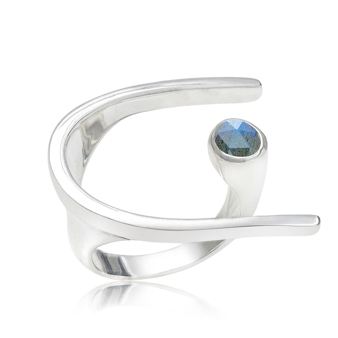 Lunaria Sterling Silver Cocktail Ring with Labradorite