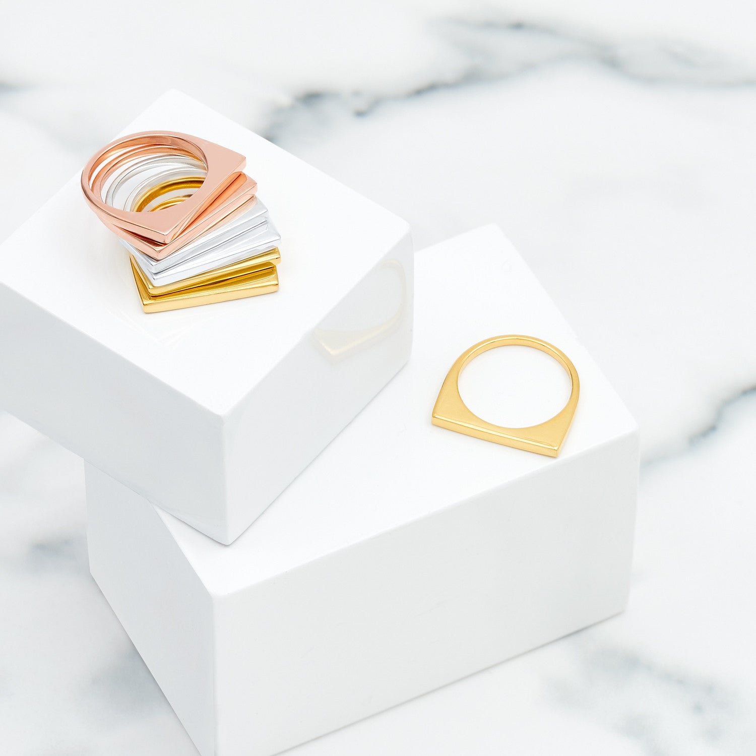 Rose Gold Geometric Stacking Ring