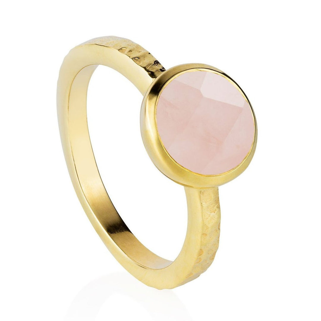 Estella Gold Stacking Ring with Rose Quartz