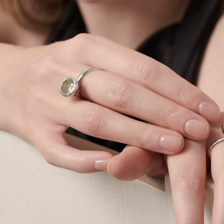 Sterling Silver Green Amethyst Ring Amis