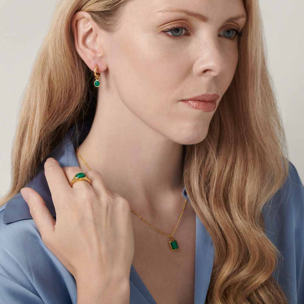 Gold Necklace Malachite
