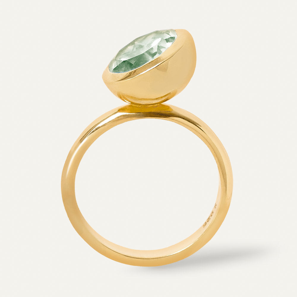 Gold Ring Green Amethyst Amis