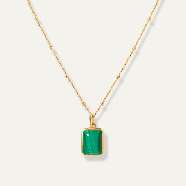 Gold Necklace Malachite