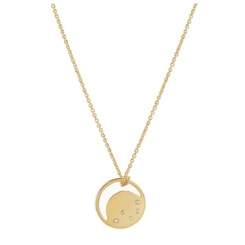 Gold vermeil eclipse necklace, white topaz, unique British design