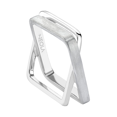 Wide Oxidised Silver Ring Onda