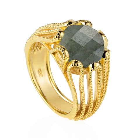Alessia Gold Cocktail Ring with Labradorite 