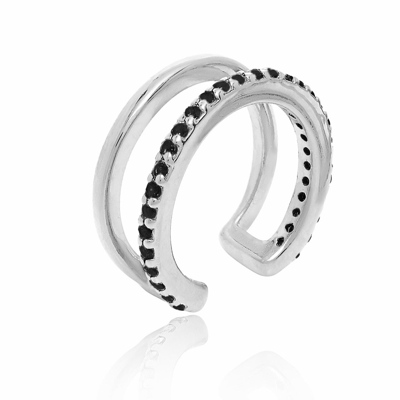 ear cuff silver black onyx gemstone handmade jewellery earring neola design