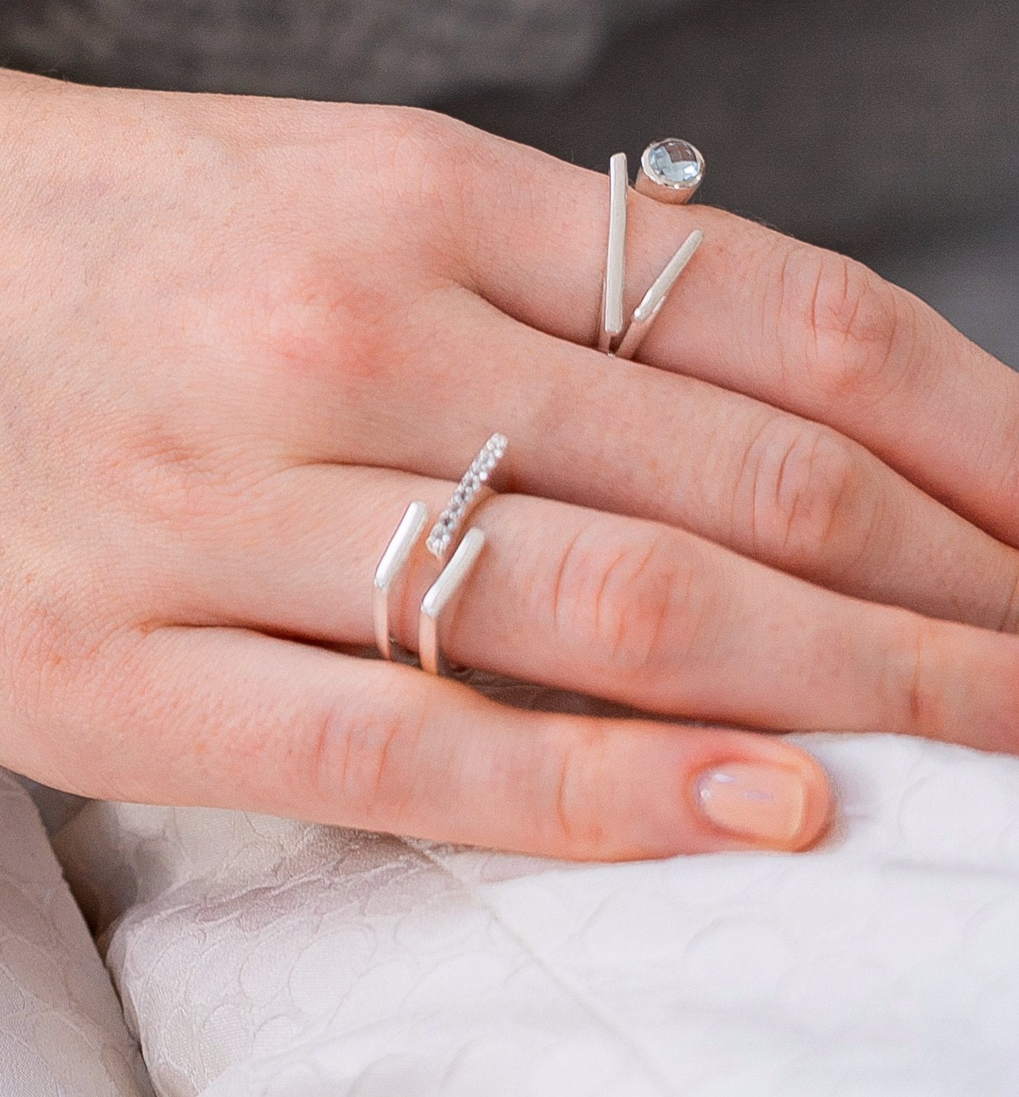 Neringa Silver White Topaz Ring