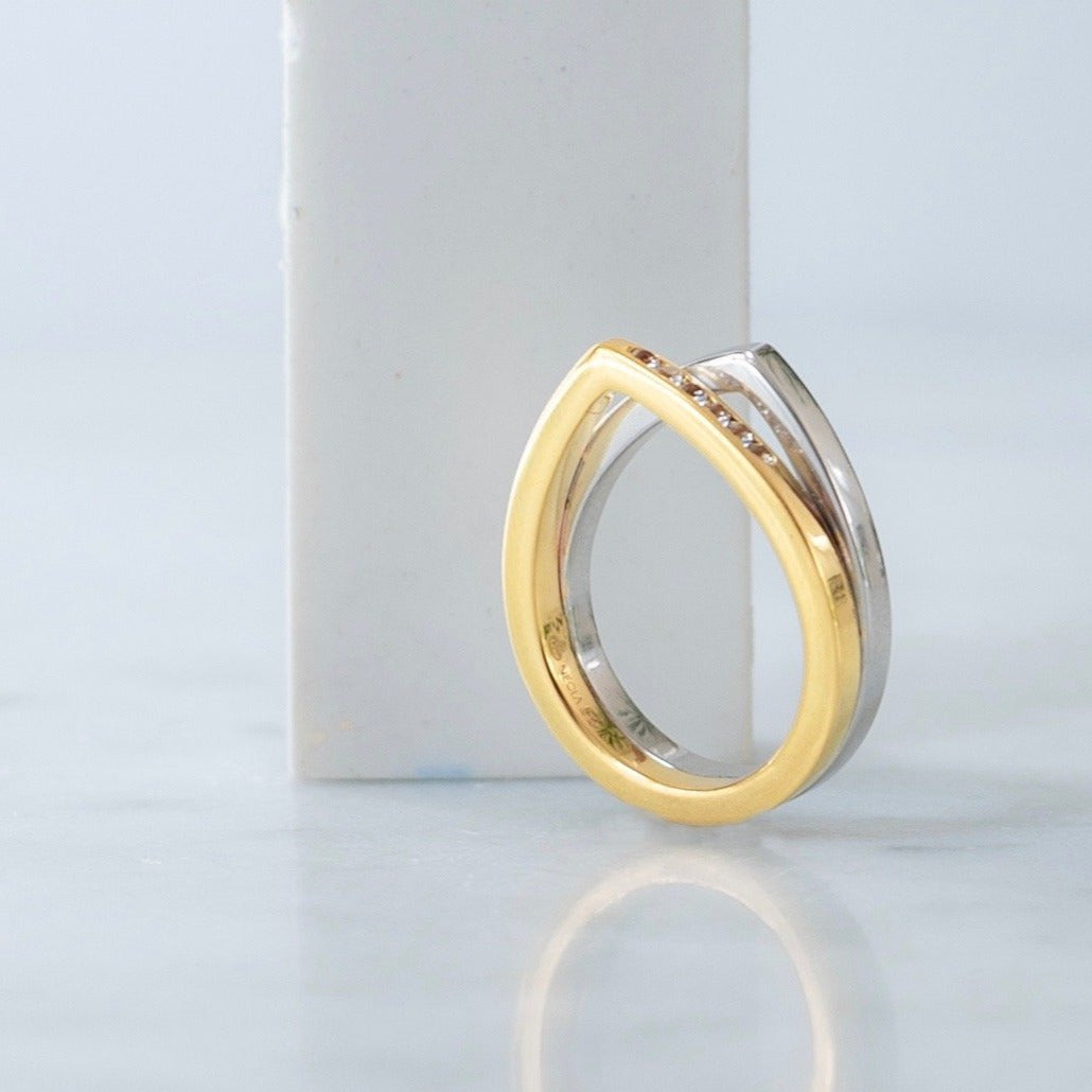 White Topaz gemstone, Gold ring, Sterling silver ring, Pear shape ring, Stack ring, Neola design ring