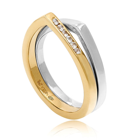 White Topaz gemstone, Gold ring, Sterling silver ring, Pear shape ring, Stack ring, Neola design ring
