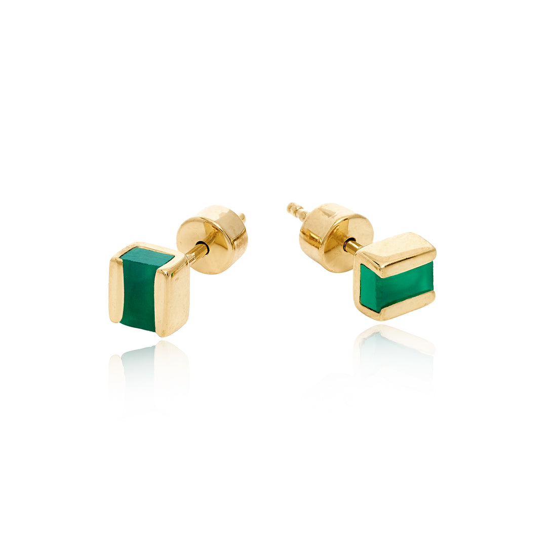 green onyx, studs, earrings, gold, vermeil, neola design
