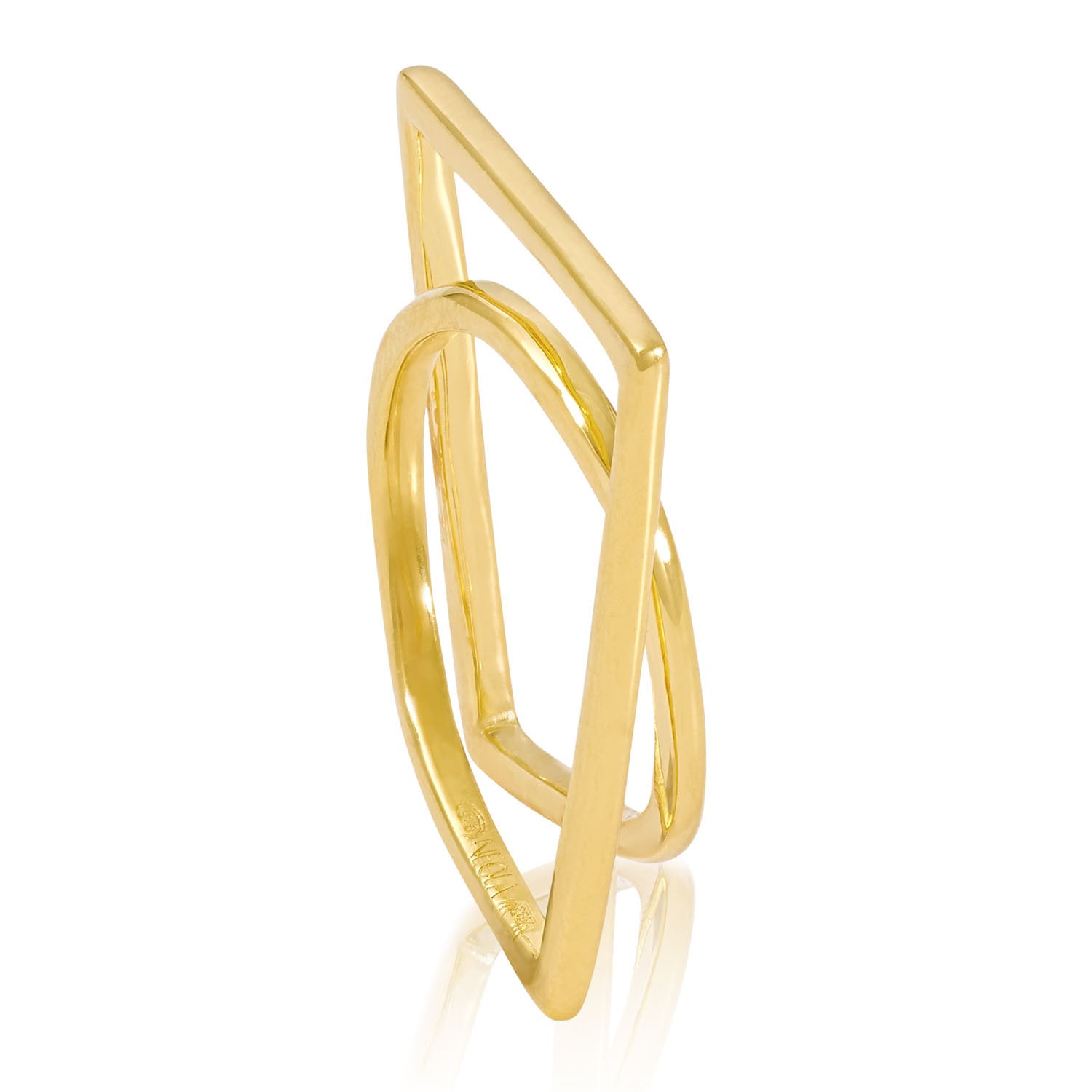 Gold vermeil sculptured ring, Geometric, unique British design