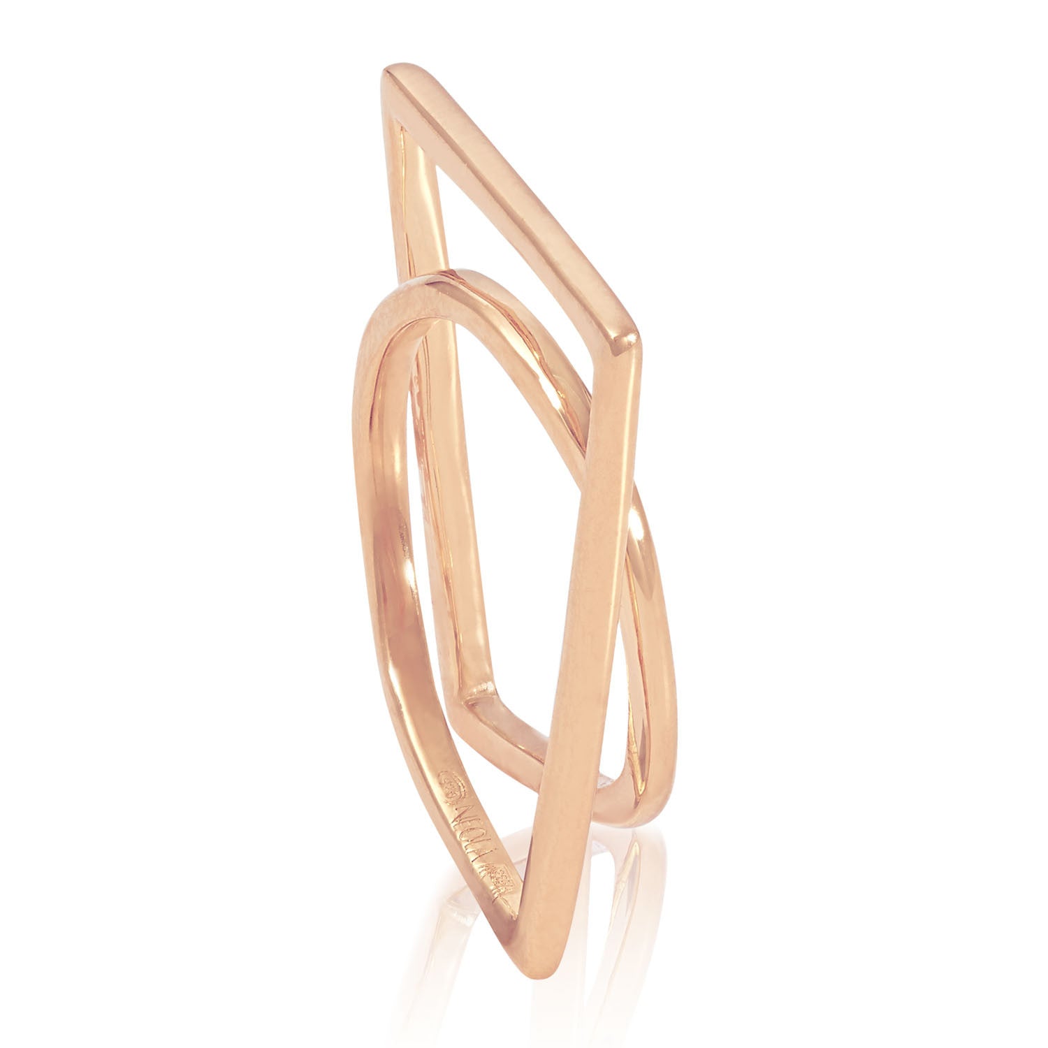 Rose gold sculptured ring, Geometric, unique British design
