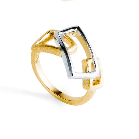 Geo Gold and Sterling Silver Ring 