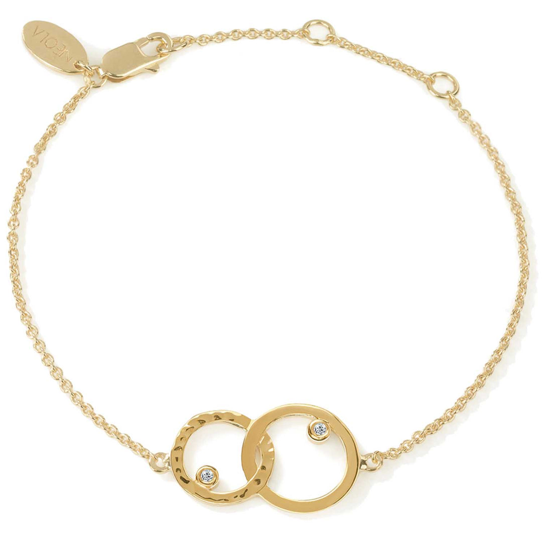 18ct gold vermeil set in sterling silver. unity bracelet with white topaz. Fine British jewellery ethically handmade