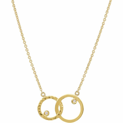 18ct gold vermeil set in sterling silver. unity necklace with white topaz. Fine British jewellery ethically handmade