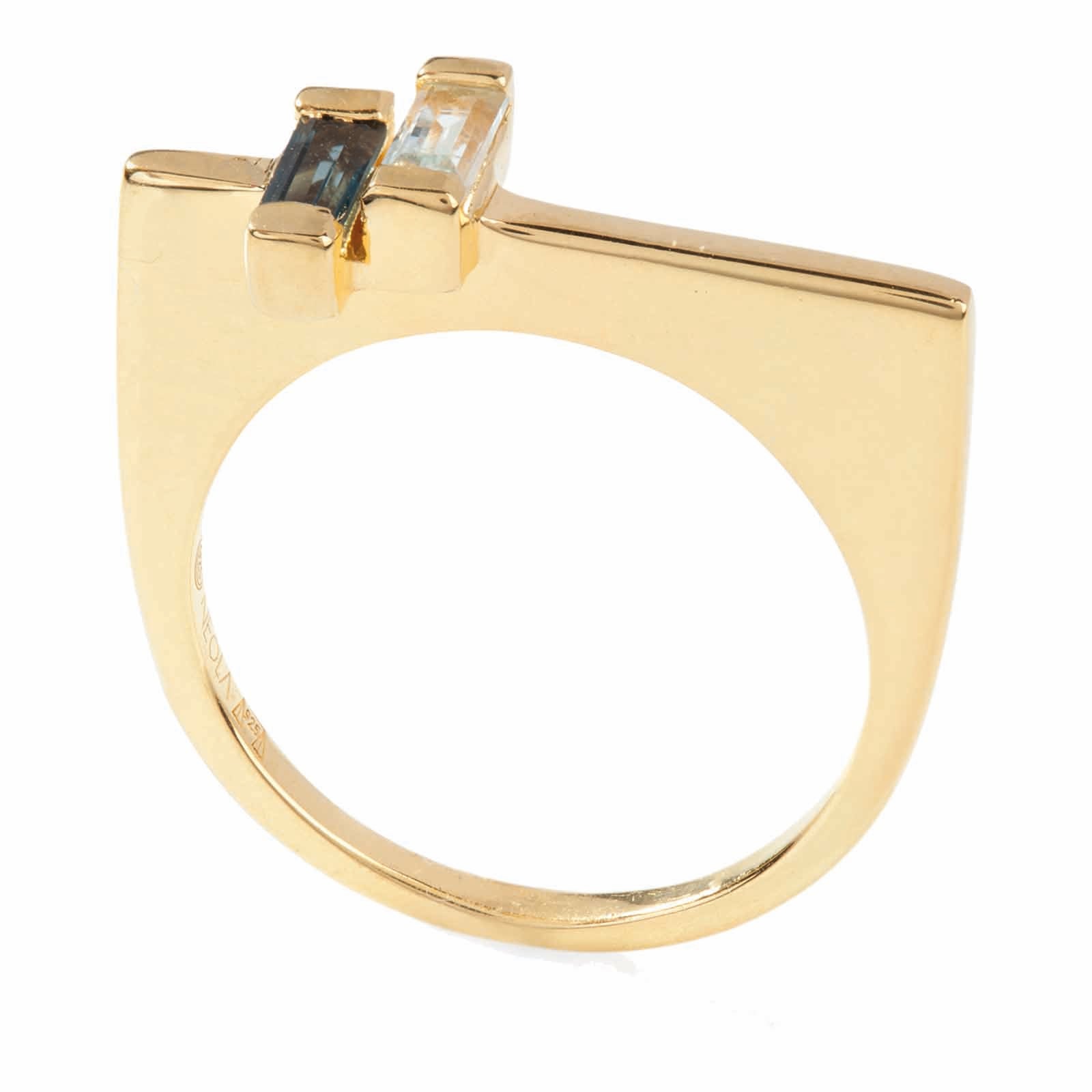 18ct gold vermeil set in sterling silver. anais ring with london and blue topaz. Fine British jewellery ethically handmade