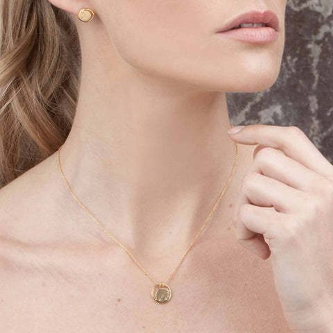 Gold vermeil, silver eclipse necklace, white topaz, geometric, unique design, minimalist