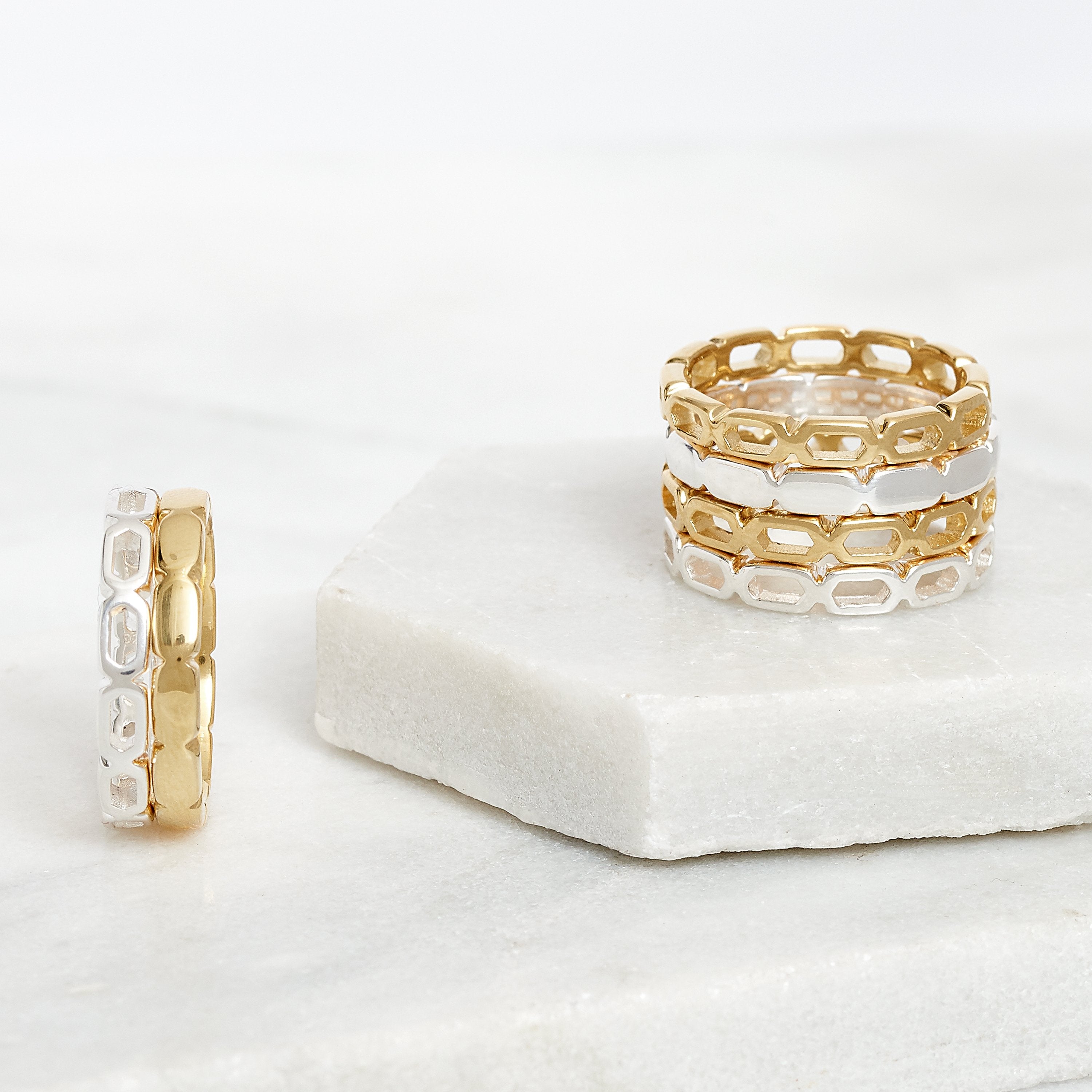 gold ring geometric modern stacking modern neola design