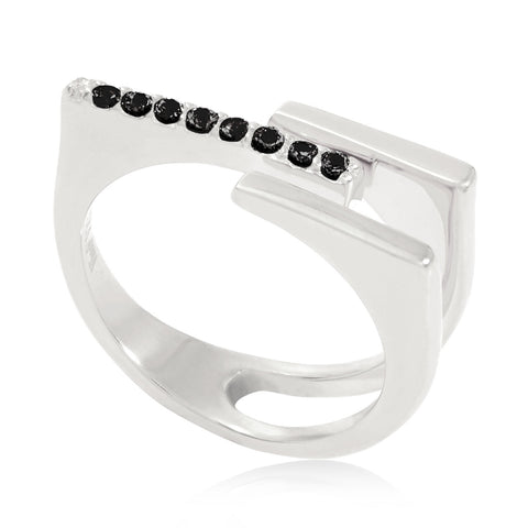 Neringa Silver Stacking Ring with Black Onyx 