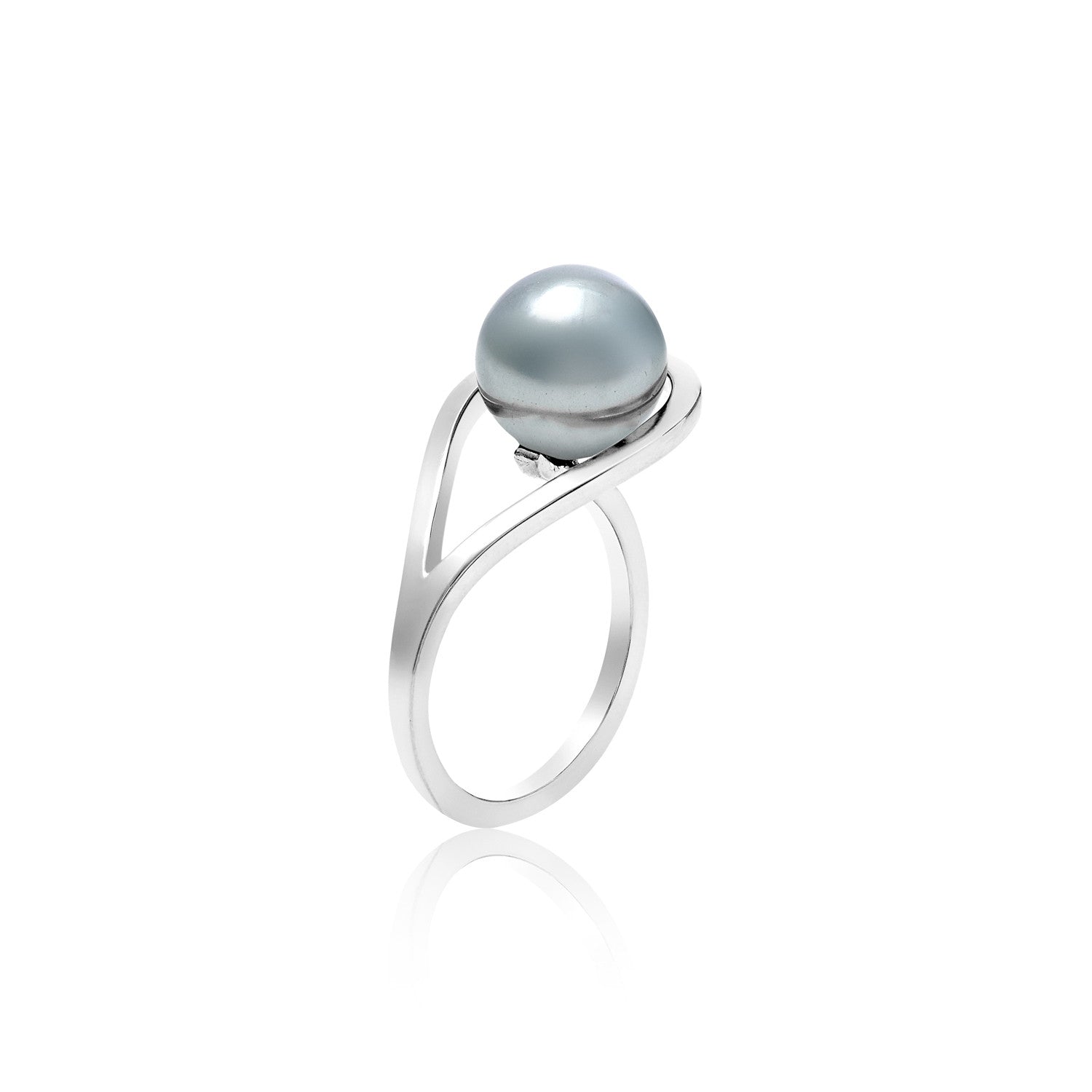 Silver Ring with Pearl, geometric, unique British design