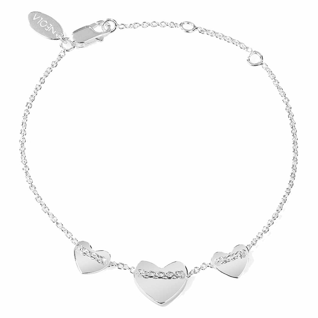 Sterling silver heart bracelet. Fine British jewellery ethically handmade