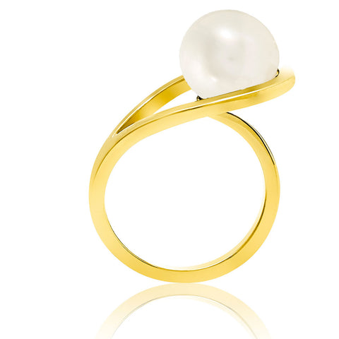 Gold Ring Grey Pearl Aurea
