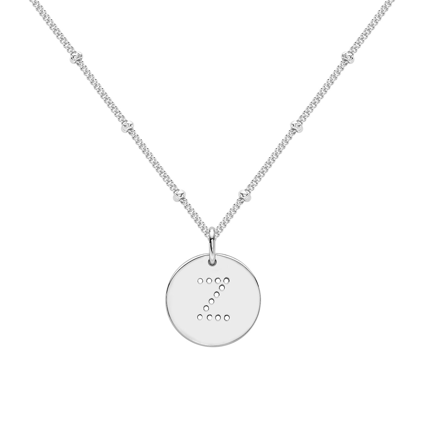 alphabet necklace with letter pendant in Sterling Silver 