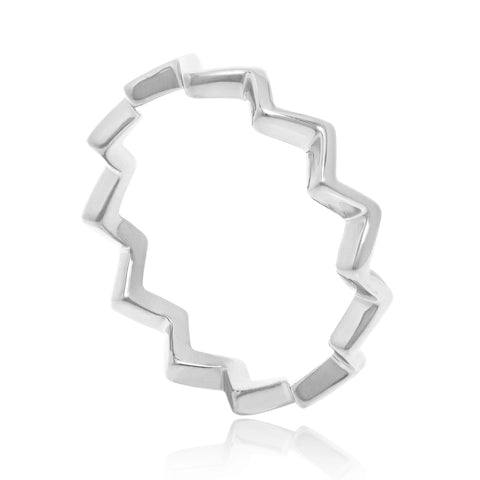 SILVER SCULPTURED WAVE  RING
