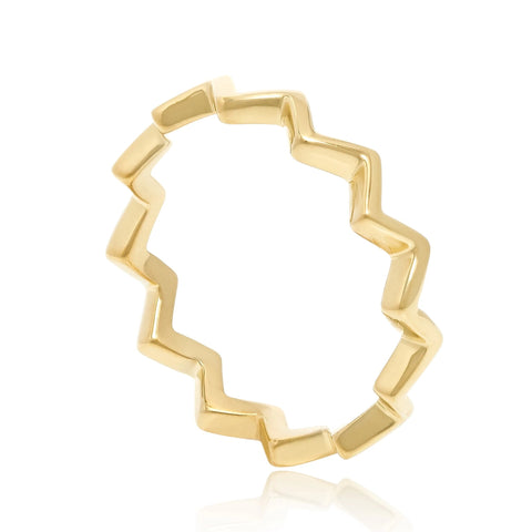gold ring, stacking ring, zigzack, handmade, ethical, modern, neola design
