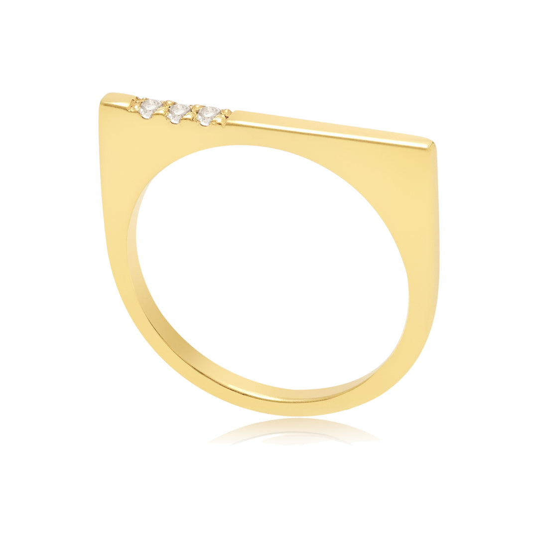 gold ring, gemstones, white topaz, handmade, neola design
