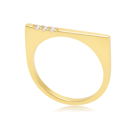 Alvaro Gold Ring Grey Pearl