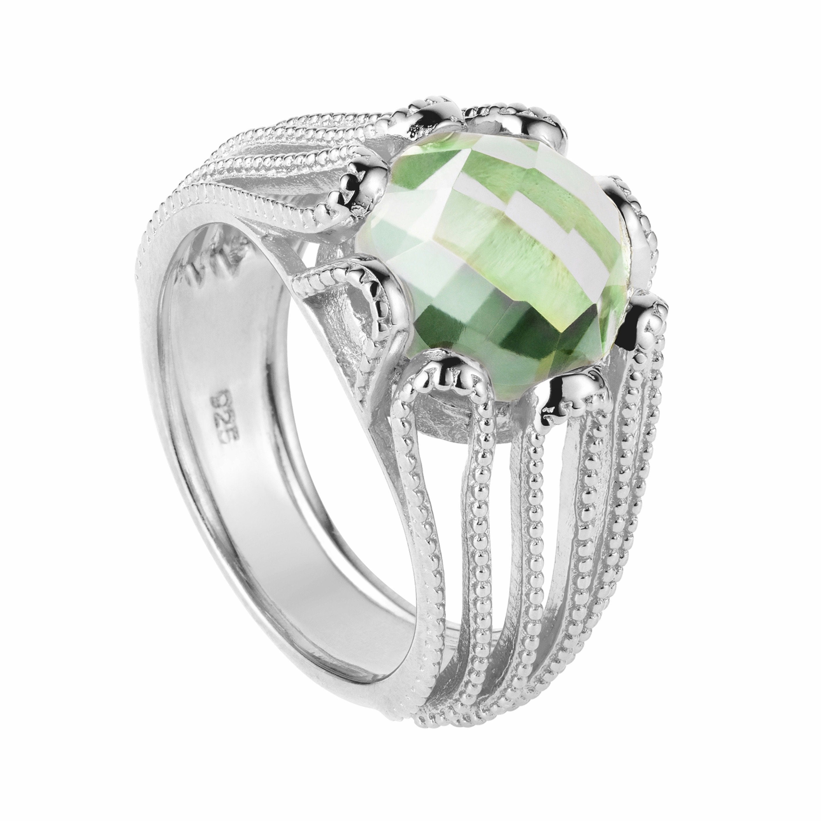 silver, green amethyst, gemstone, cocktail, neola design