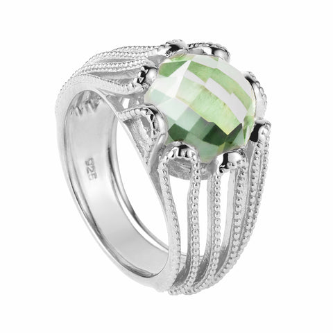 Sterling Silver Cocktail Ring Chrysoprase Pietra