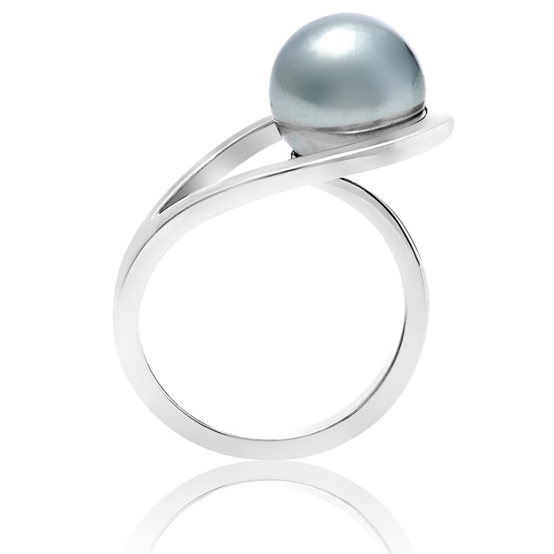 silver ring, pearl, geometric, unique British design